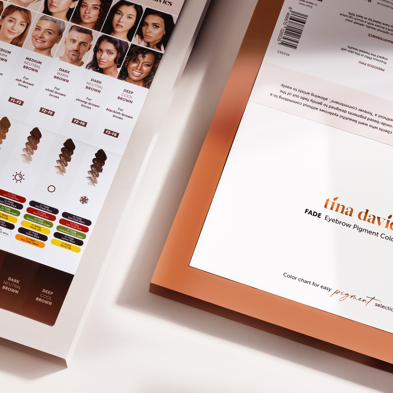 FADE Eyebrow Pigment Color Chart โ Tina Davies UK - VAT # 229884558